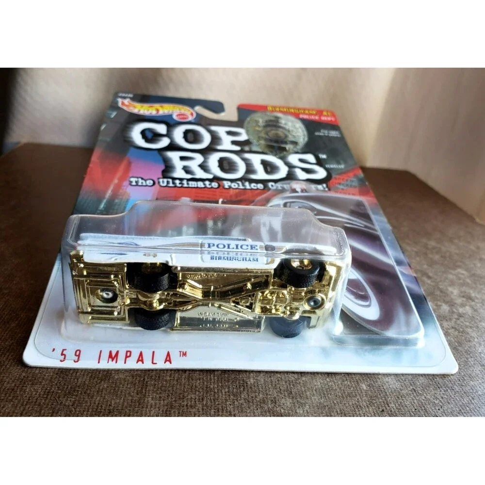 1999 Hot Wheels '59 IMPALA White COP RODS Birmingham AL Police Dept 1:64 Gold RR